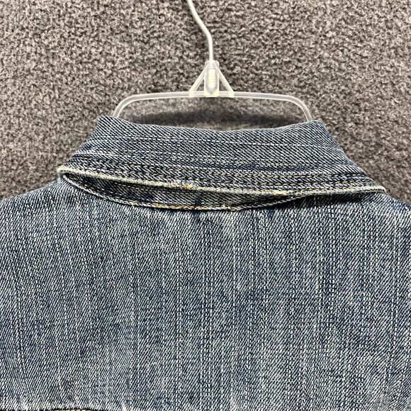 HOLLISTER CO Denim Jacket Girls Juniors Small distressed Tropical lined - Picture 11 of 15